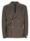 Lubiam Ivory Linen Double Breasted Jacket In Gray