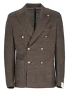 Lubiam Ivory Linen Double Breasted Jacket In Gray