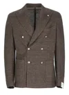 Lubiam Ivory Linen Double Breasted Jacket In Gray
