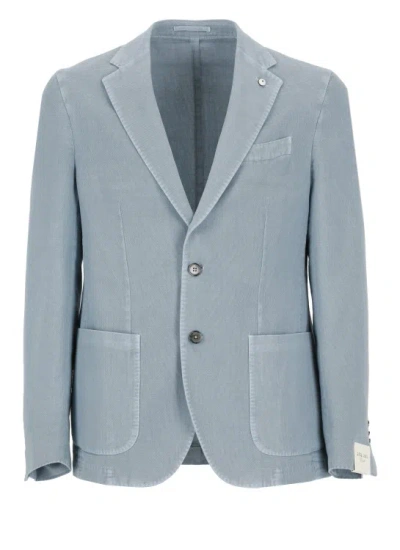 Lubiam Light Blue Cotton And Ramie Jacket
