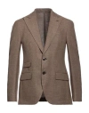 Lubiam Man Blazer Camel Size 44 Virgin Wool, Silk, Cashmere In Brown