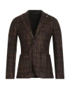 Lubiam Man Blazer Dark Brown Size 40 Acrylic, Virgin Wool, Polyester In Brown