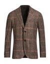 Lubiam Man Blazer Dark Brown Size 42 Acrylic, Virgin Wool, Polyester In Brown