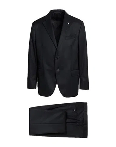 Lubiam Man Suit Black Size 46 Virgin Wool, Silk