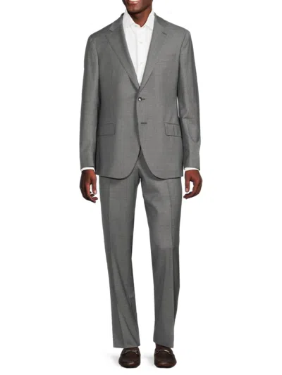 Lubiam Men's Checked Regular Fit Virgin Wool Suit In Light Grey