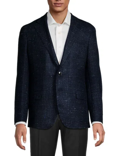 Lubiam Men's Glitter Virgin Wool & Silk Blazer In Blue