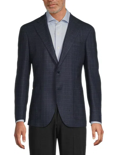 Lubiam Men's Plaid Silk & Virgin Wool Sport Coat In Blue Red
