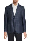 Lubiam Men's Plaid Virgin Wool-silk Sport Coat In Blue