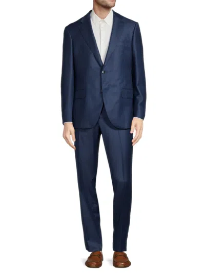 Lubiam Men's Plaid Wool Suit In Blue