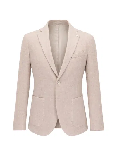 Lubiam Textured Notched Jacket In Neutral