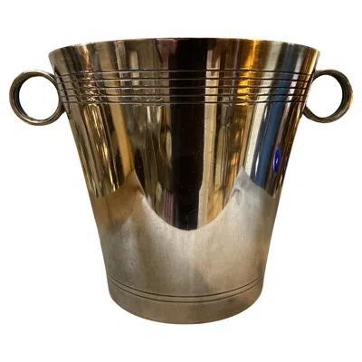 Pre-owned Luc Lanel Art Deco Silver Plated Wine Cooler By , 21.5\ Diameter" In Brown
