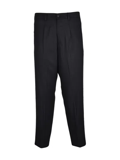 Luca Bertelli Baggy Fit Trousers In Sustainable Lyocell Fabric In Black