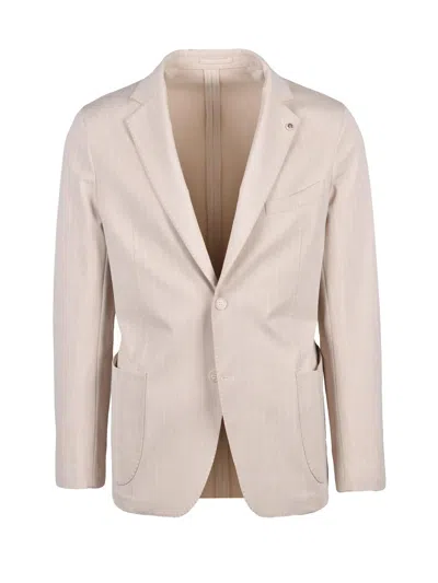 Luca Bertelli Beige Cotton Polyamide Elastane Jacket In White