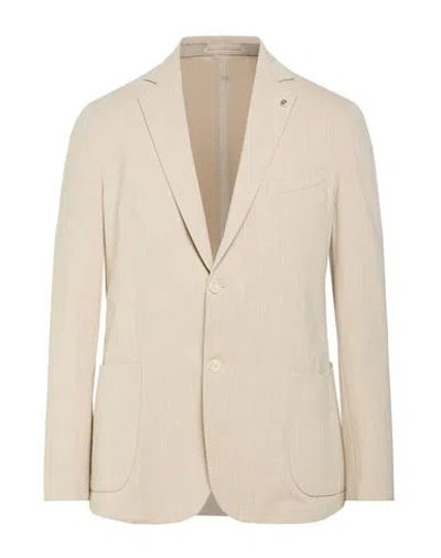Luca Bertelli Man Blazer Beige Size 44 Cotton, Polyamide, Elastane In Neutral
