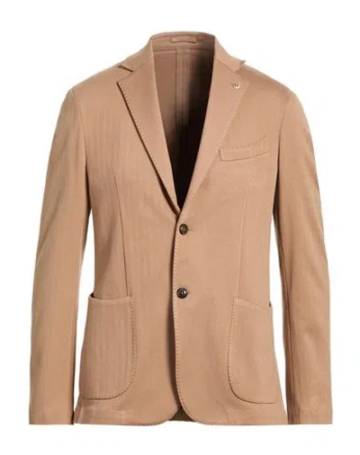 Luca Bertelli Man Blazer Camel Size 42 Viscose, Polyamide, Elastane In Brown
