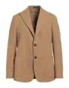 Luca Bertelli Man Blazer Camel Size 44 Polyester, Cotton, Elastane In Nude