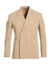 Luca Bertelli Man Blazer Camel Size 46 Polyester, Viscose, Elastane In Brown