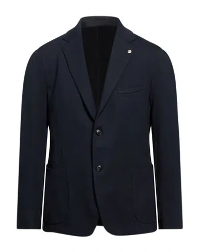 Luca Bertelli Man Blazer Midnight Blue Size 44 Viscose, Polyamide, Elastane
