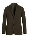 Luca Bertelli Man Blazer Military Green Size 38 Polyester, Cotton, Elastane In Multi