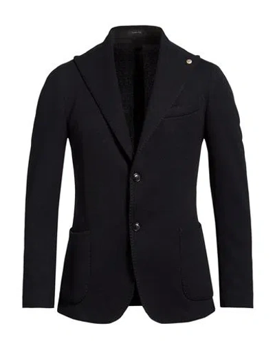 Luca Bertelli Man Blazer Navy Size 36 Polyester, Cotton, Elastane In Black