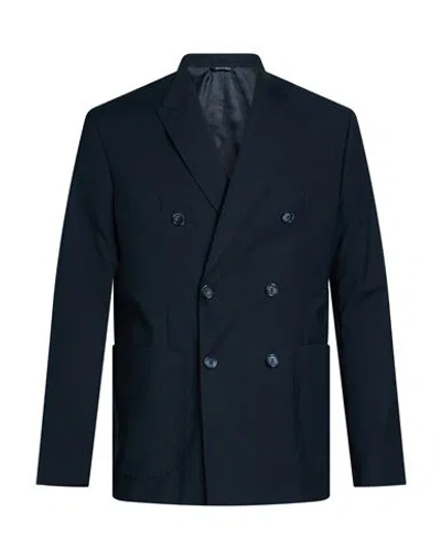 Luca Bertelli Man Blazer Navy Size 36 Polyester, Viscose, Elastane In Animal Print