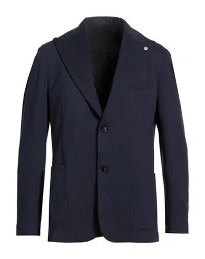 Luca Bertelli Man Blazer Navy Size 40 Viscose, Polyamide, Elastane In Blue