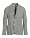 Luca Bertelli Man Blazer Sage Green Size 40 Cotton, Viscose, Polyester, Linen, Elastane In Gray