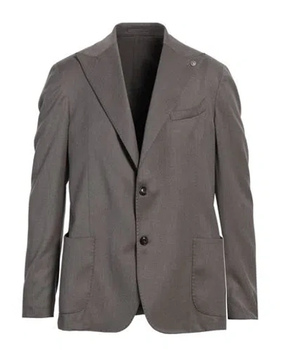 Luca Bertelli Man Blazer Taupe Size 44 Viscose, Polyamide, Elastane In Grey