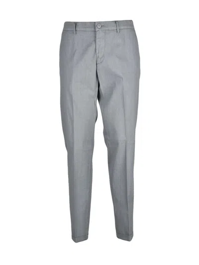 Luca Bertelli Slim Fit Sage Green Trousers With Tapered Silhouette And Minimalist Design In Gray