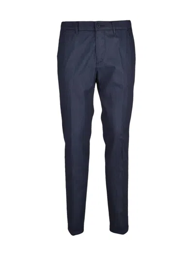 Luca Bertelli Slim Fit Trousers With Tapered Silhouette And Zip Closure In Blue