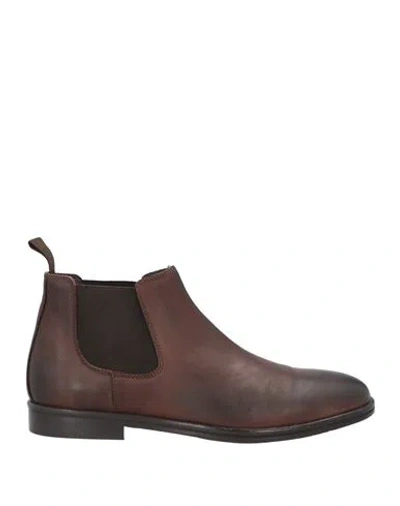 Luca Caracciolo Man Ankle Boots Dark Brown Size 8 Leather