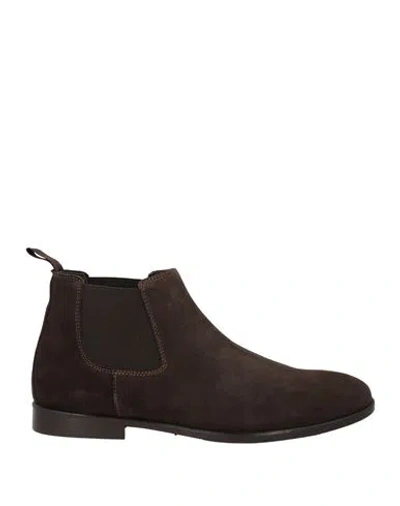 Luca Caracciolo Man Ankle Boots Dark Brown Size 9 Leather