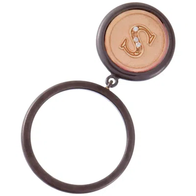 Pre-owned Luca Carati 18 Karat Rose Gold Silver And Grey Rhodium Diamond "s" Charm Ring In Red