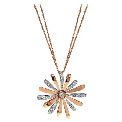 Pre-owned Luca Carati 18k Rose & White Gold Diamond Pendant Long Necklace 1.28cttw