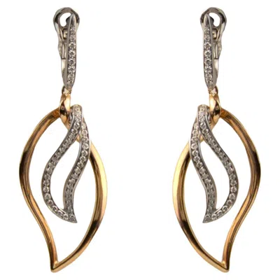 Pre-owned Luca Carati 18k White & Rose Gold Diamond Leaf Earrings