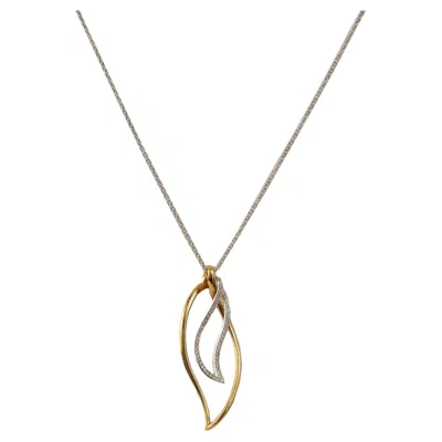 Pre-owned Luca Carati 18k White & Rose Gold Diamond Leaf Pendant Necklace