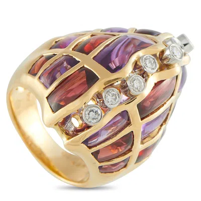 Luca Carati 18k Yellow Gold 0.25 Ct Diamond Multi Gem Statement Ring Lc04-100925