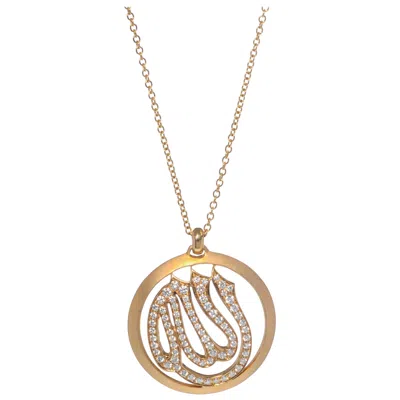 Pre-owned Luca Carati 18k Yellow Gold Diamond Arabic Symbol Pendant Necklace 0.95cttw