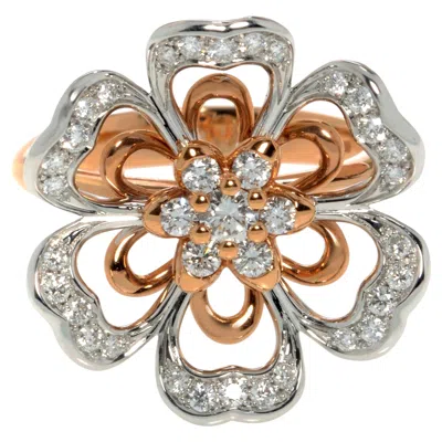Pre-owned Luca Carati Diamond Flower Cocktail Ring 18k Rose Gold 0.68cttw C080 In Red