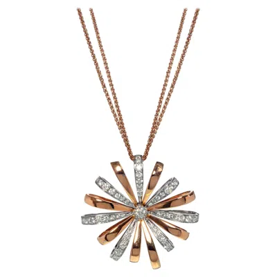 Pre-owned Luca Carati Diamond Pendant Long Necklace 18k Rose & White Gold 1.28cttw