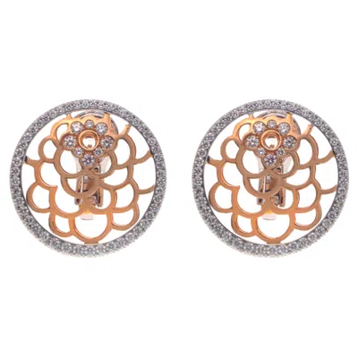 Pre-owned Luca Carati Floral Diamond Stud Earrings 18k Rose & White Gold 1.57cttw