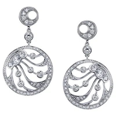 Pre-owned Luca Carati Italian White Gold Drop Earrings With Diamonds, 1.24 Carat Total