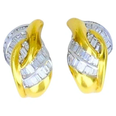Pre-owned Luca Carati Vintage  Diamond Earrings 18k Gold Estate Jewelry In Multi