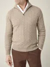 Luca Faloni Camel Beige Pure Cashmere Cable Knit Zip-up In Camel Beige
