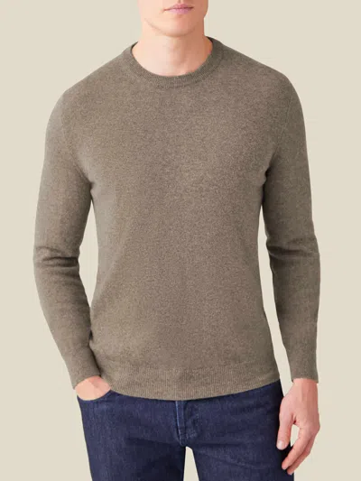 Luca Faloni Classic Crew Neck Jumper In Nocciola Brown Melange