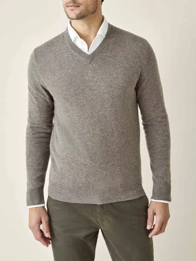 Luca Faloni V-neck Jumper In Nocciola Brown Melange