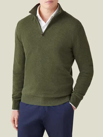 Luca Faloni Quarter-zip Jumper In Hunting Green