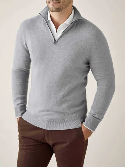 Luca Faloni Quarter-zip Jumper In Misty Grey
