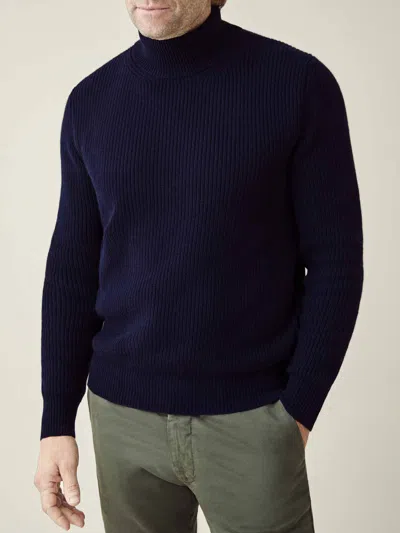 Luca Faloni 4-ply Cashmere Mock Neck In Midnight Blue