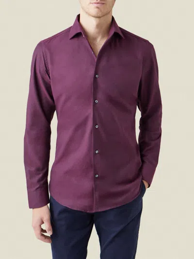Luca Faloni Brushed Cotton Classic Shirt In Burgundy